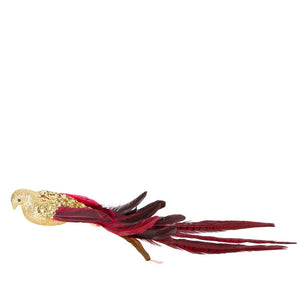 Lamson Sequin Clip On Bird Gold With Red Tail