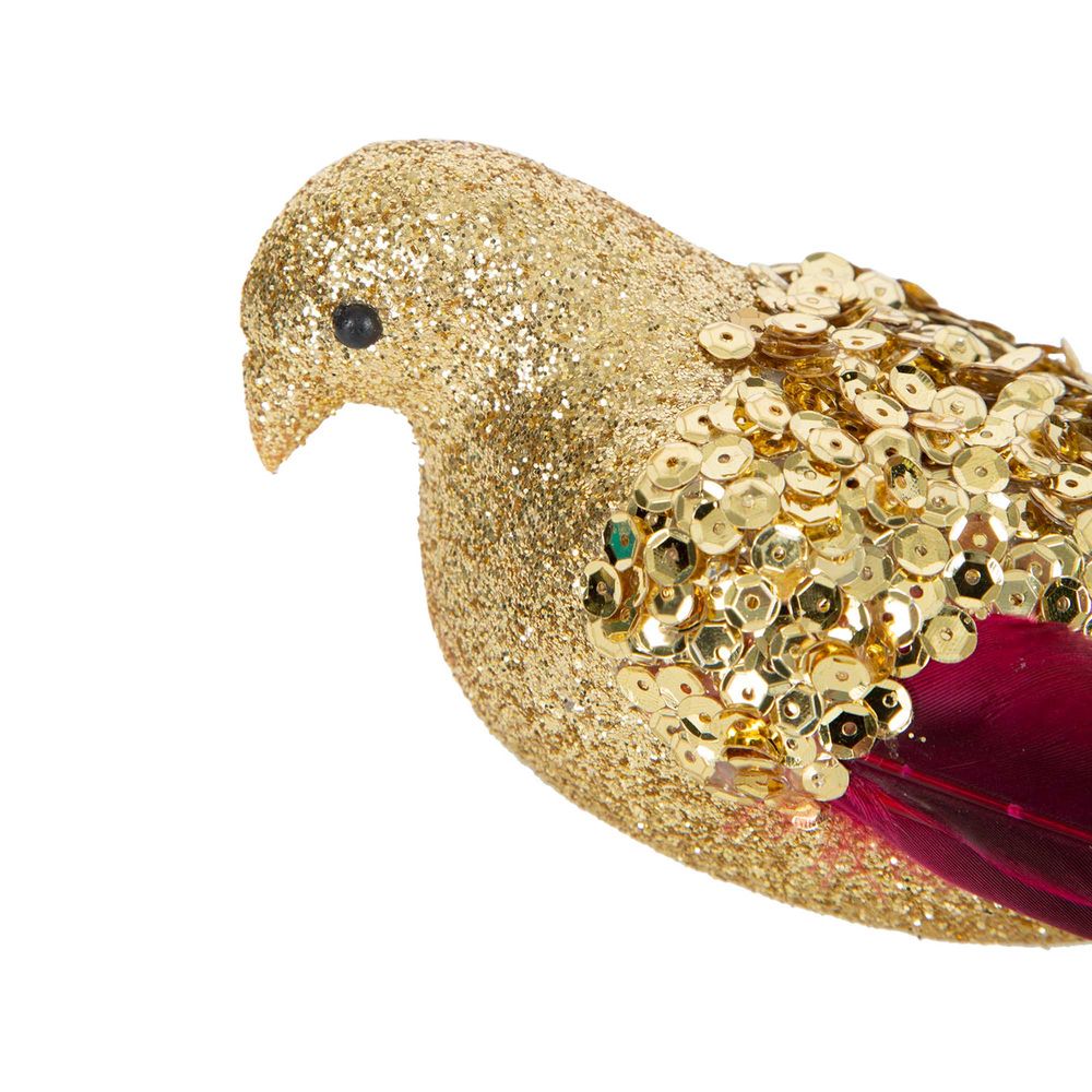 Lamson Sequin Clip On Bird Gold With Red Tail