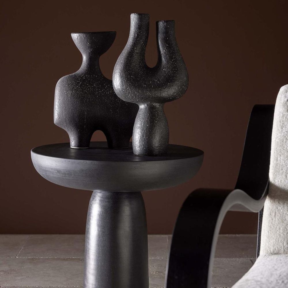 Moore Vase Low Charcoal