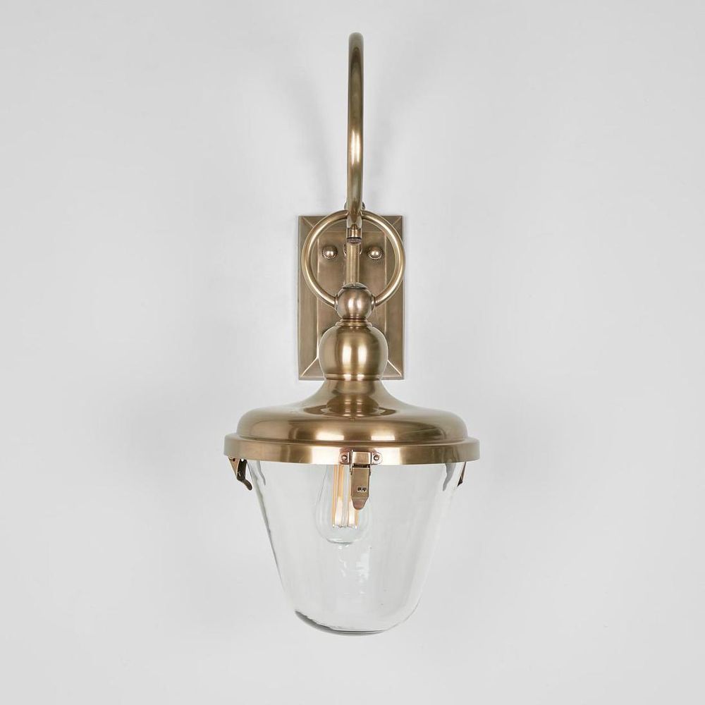 Savoy Outdoor Wall Light With Glass Shade Antique Brass