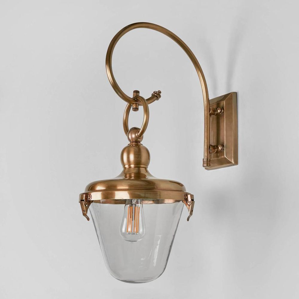 Savoy Outdoor Wall Light With Glass Shade Antique Brass