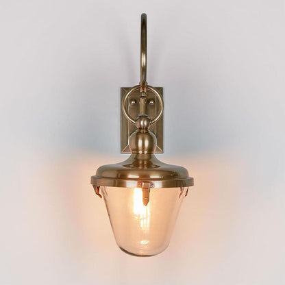 Savoy Outdoor Wall Light With Glass Shade Antique Brass