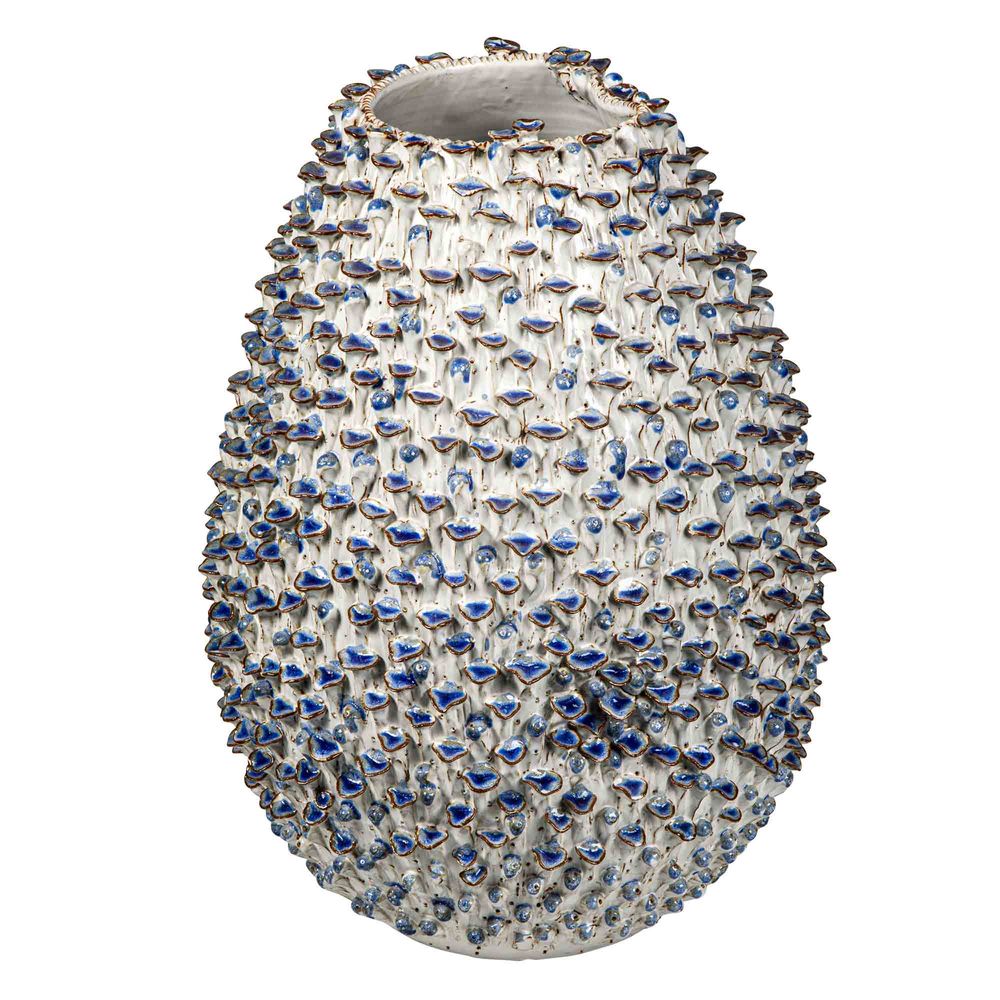 Egg Vase With Flower Large White And Blue