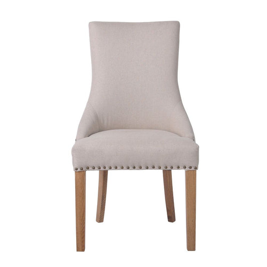 Bordeaux Studded Beige Oakwood Dining Chair