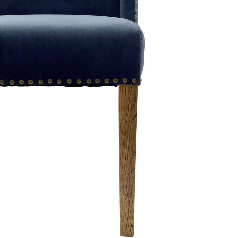 Ithaca Navy Velvet Dining Chair W/Studs