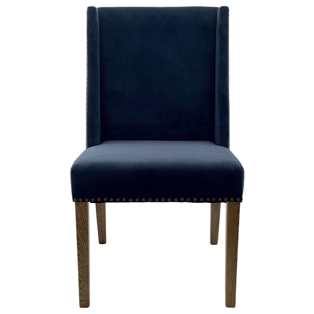 Ithaca Navy Velvet Dining Chair W/Studs