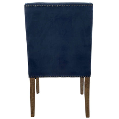 Ithaca Navy Velvet Dining Chair W/Studs