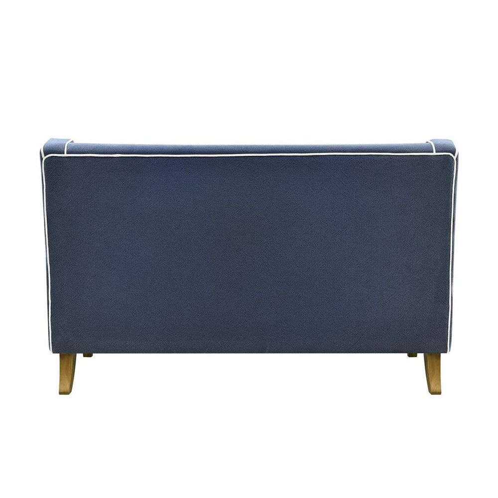 Bondi Hamptons 2 Seat Sofa Navy W/White Piping