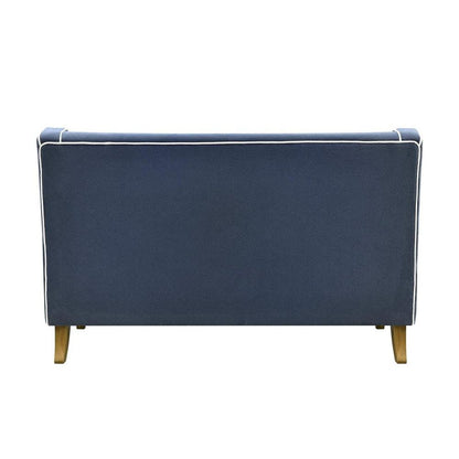 Bondi Hamptons 2 Seat Sofa Navy W/White Piping