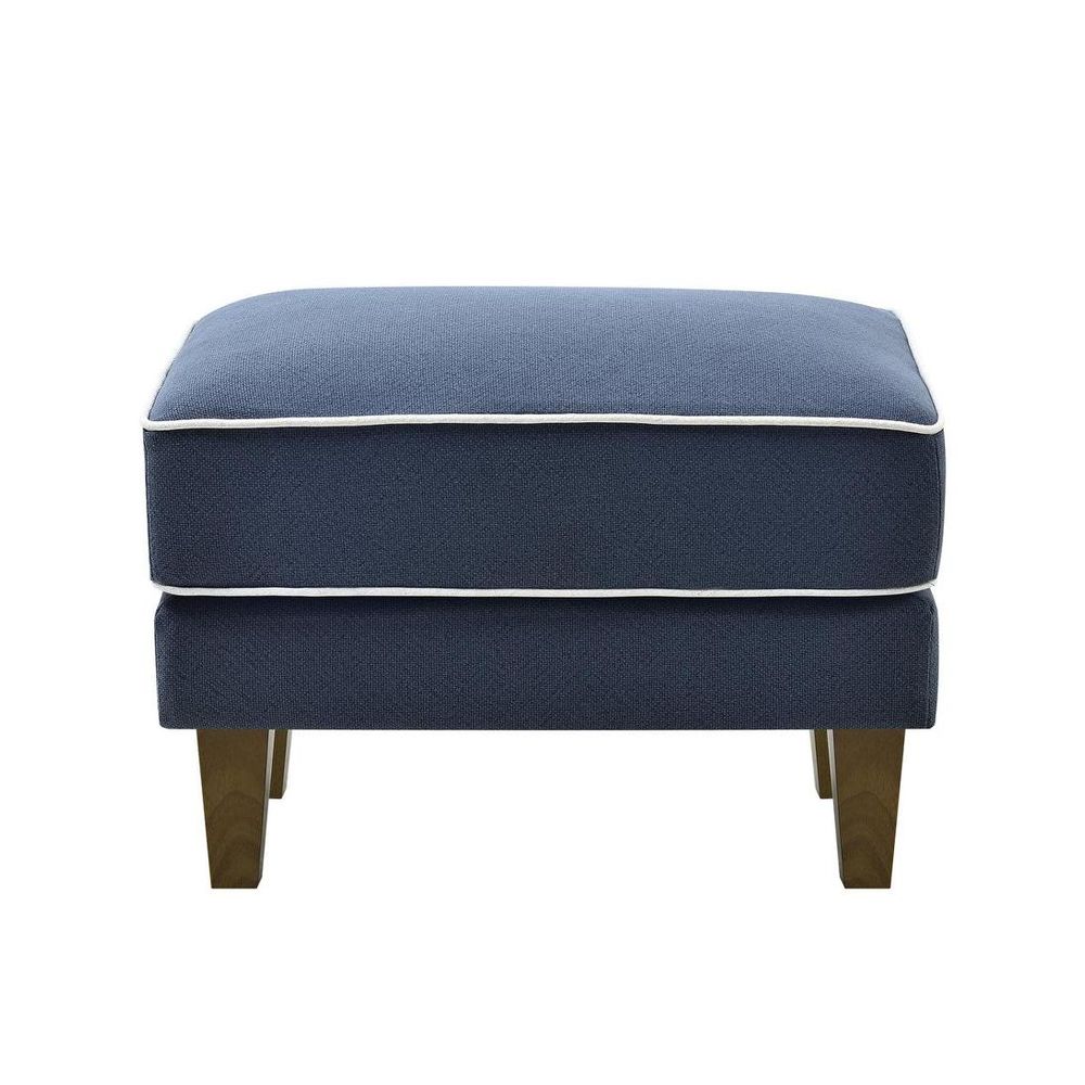 Bondi Hamptons Ottoman Navy W/White Piping