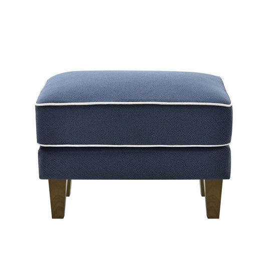 Bondi Hamptons Ottoman Navy W/White Piping