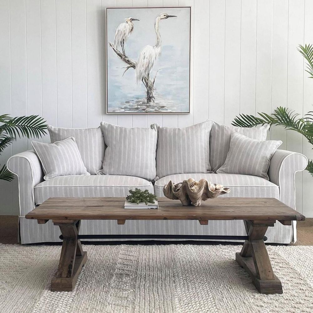 Slip Cover Only - Avalon Hamptons 3 Seat Sofa Cloud Stripe