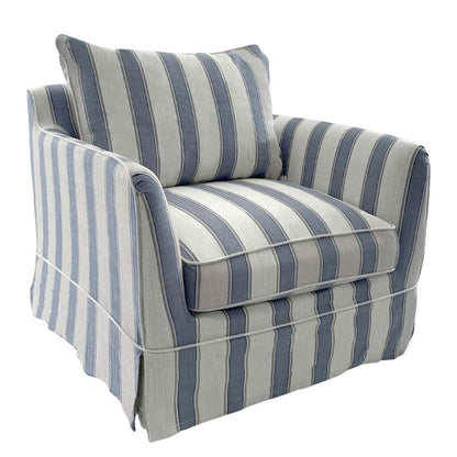 Slip Cover Only - Noosa Hamptons Armchair Blue Sky Stripe