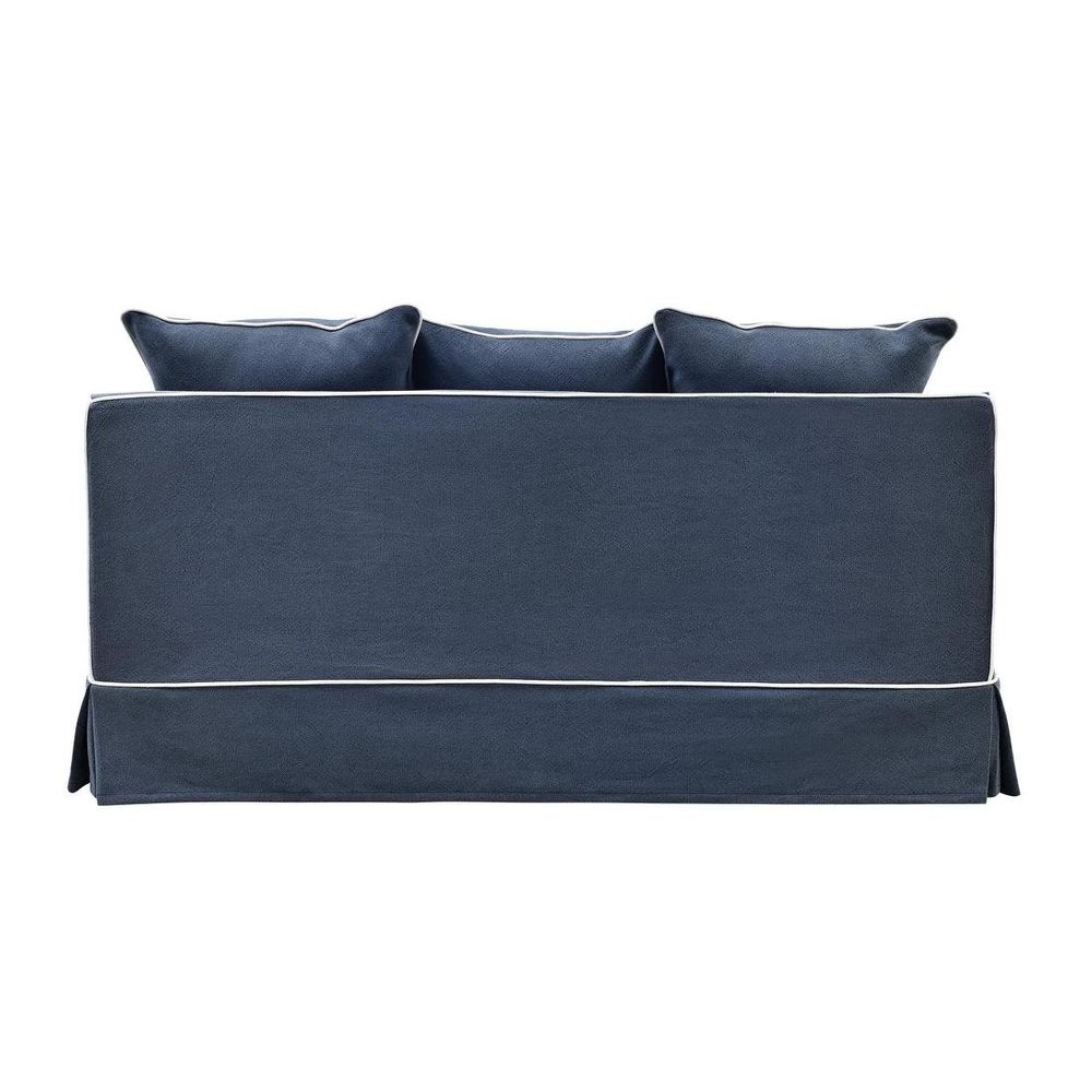 Slip Cover Only - Noosa Hamptons 1.5 Seat Sofa Navy W/White Piping