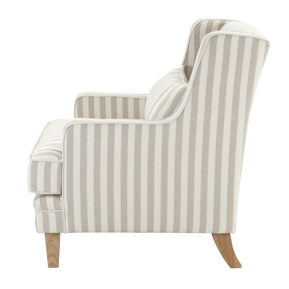 Bondi Hamptons Armchair Natural Stripe W/White Piping