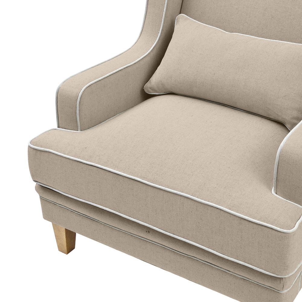 Bondi Hamptons Armchair Natural W/White Piping.