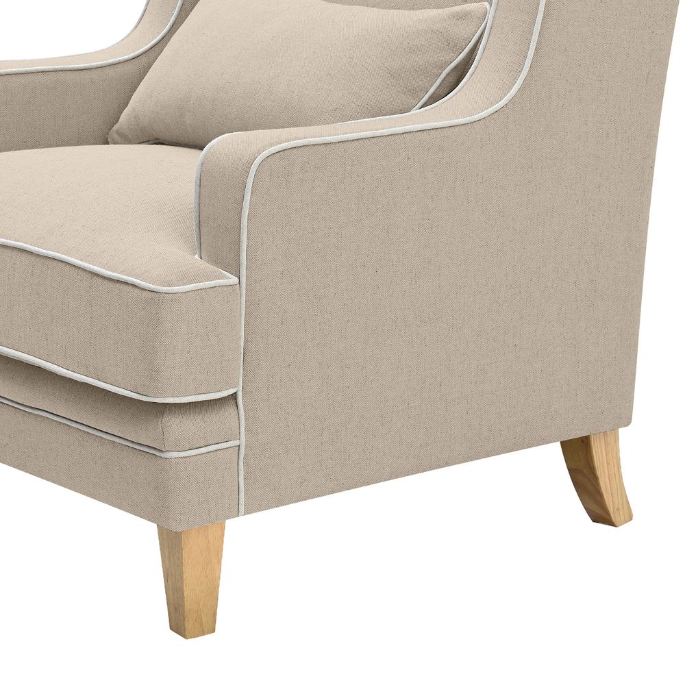 Bondi Hamptons Armchair Natural W/White Piping.