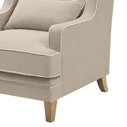 Bondi Hamptons Armchair Natural W/White Piping.