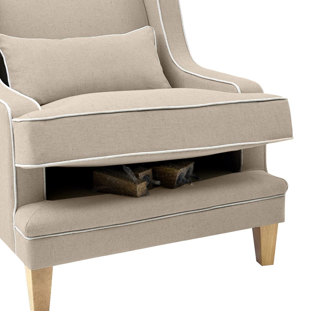 Bondi Hamptons Armchair Natural W/White Piping.