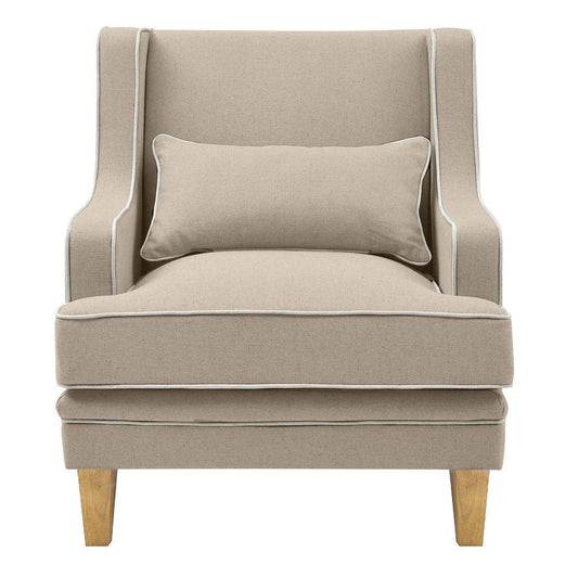 Bondi Hamptons Armchair Natural W/White Piping.