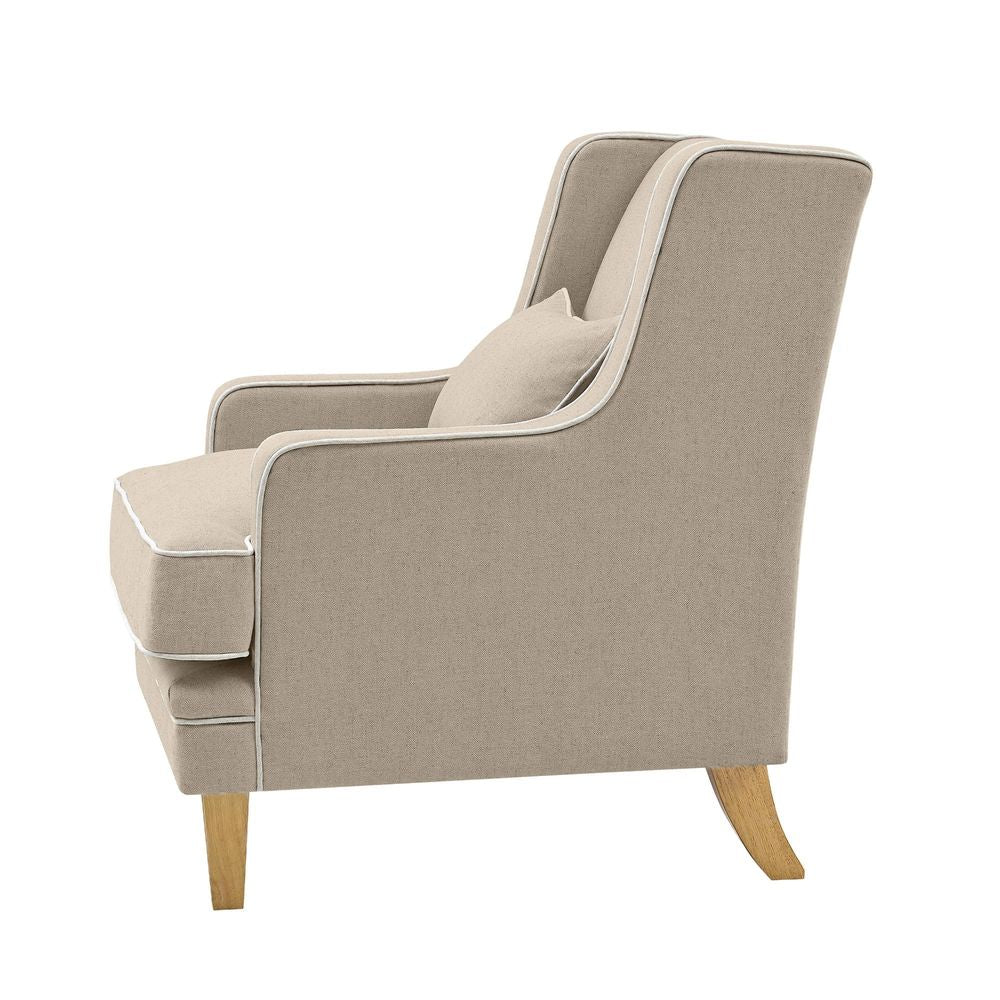 Bondi Hamptons Armchair Natural W/White Piping.