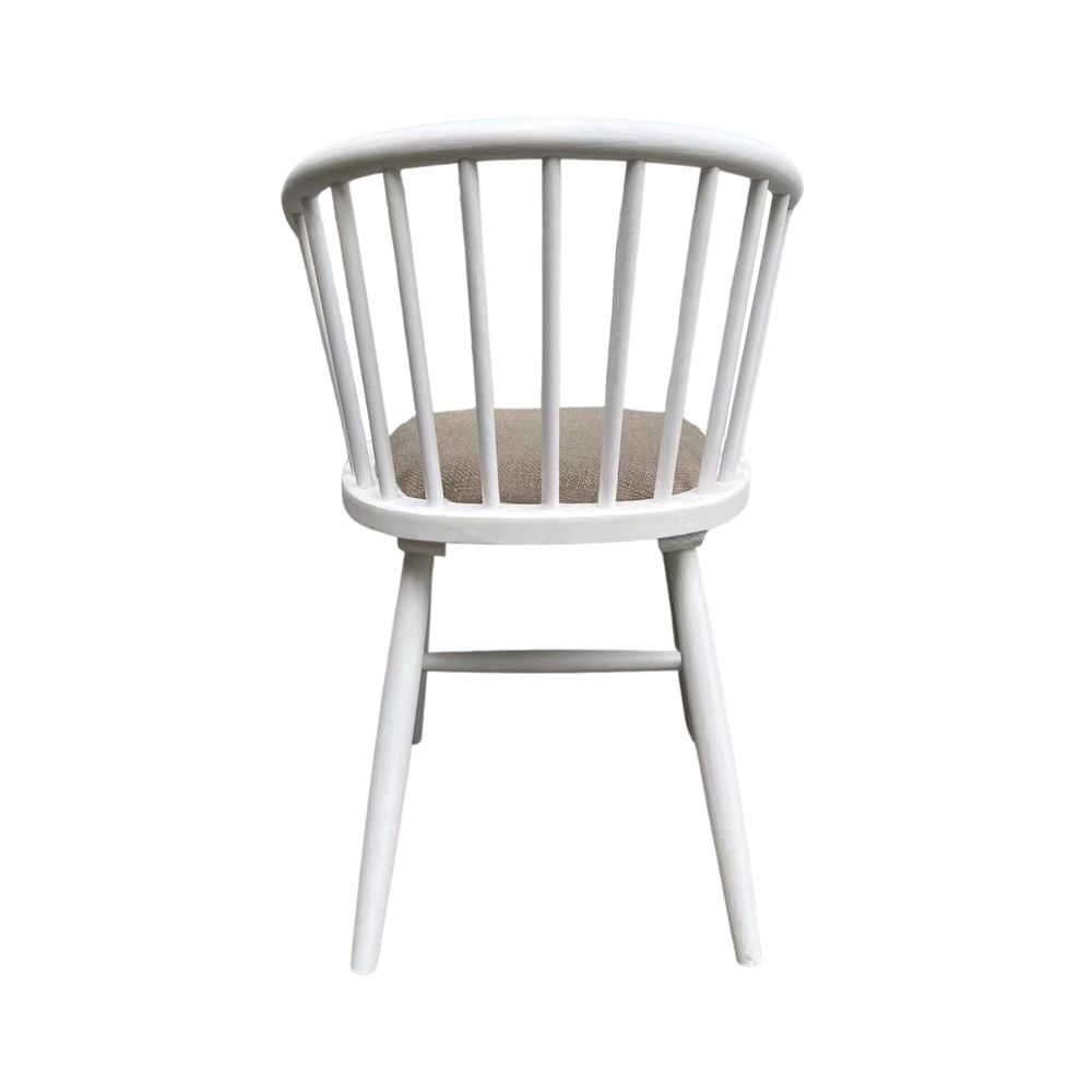 Round Curved Strip Back Elm Wood Dining Chair White