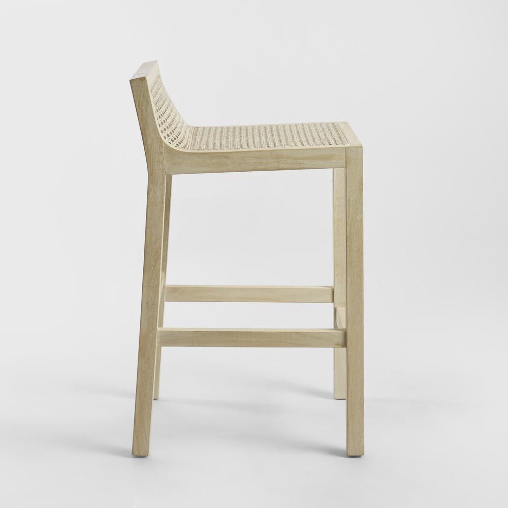 Amalfi Elm Wood And Rattan Bar Stool Natural