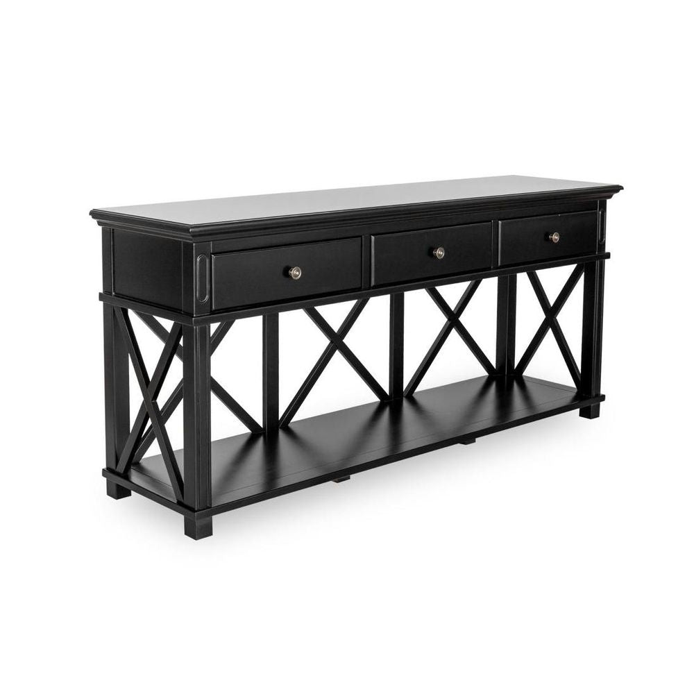 Sorrento 3 Drawer Hamptons 190Cm Console Black