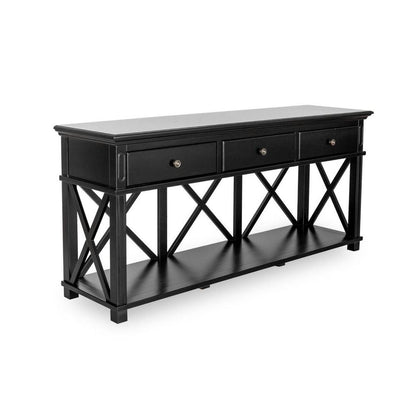 Sorrento 3 Drawer Hamptons 190Cm Console Black