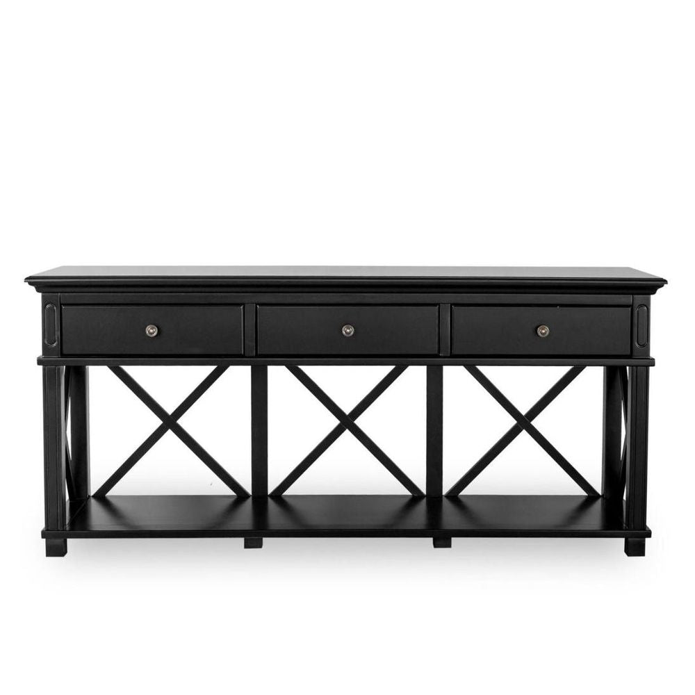 Sorrento 3 Drawer Hamptons 190Cm Console Black