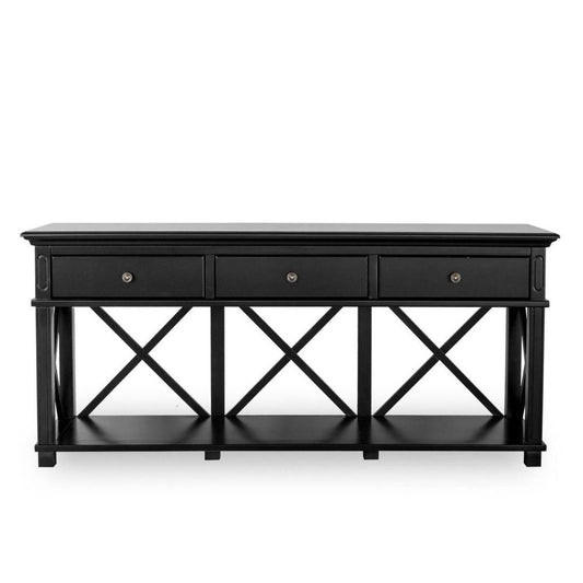Sorrento 3 Drawer Hamptons 190Cm Console Black