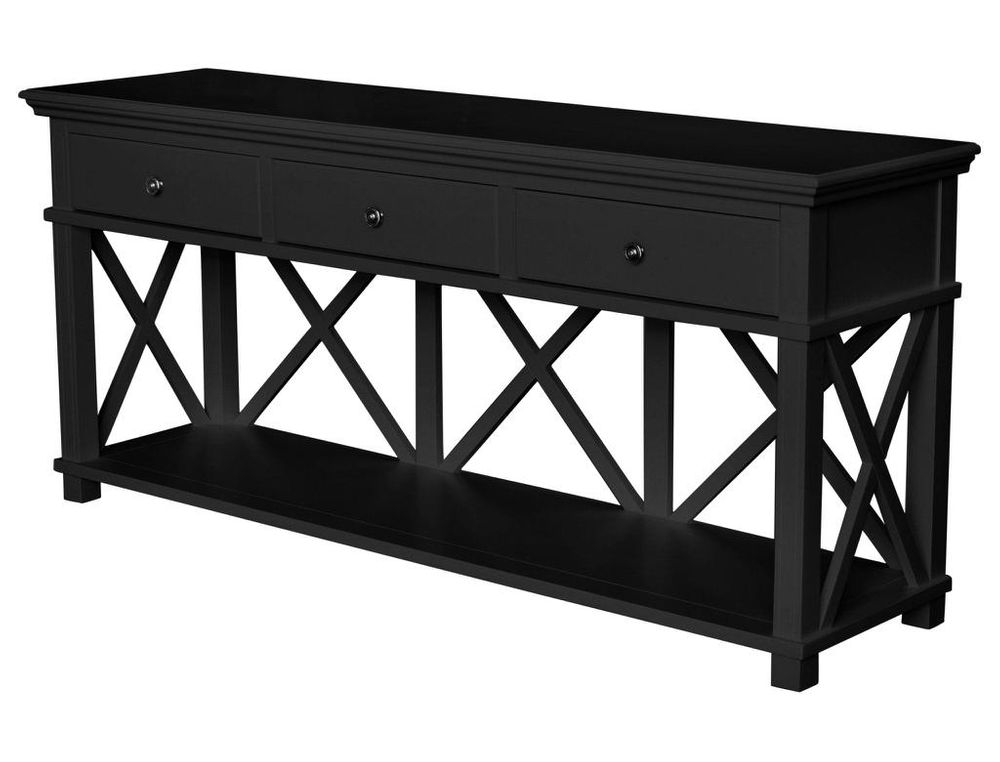 Sorrento 3 Drawer Hamptons 190Cm Console Black