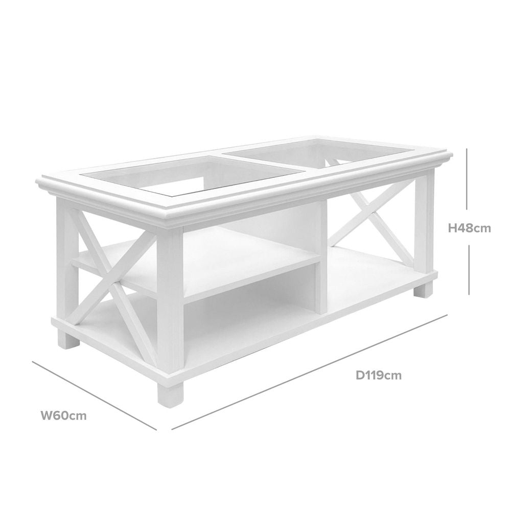 Sorrento Hamptons Rectangle 119Cm Coffee Table White