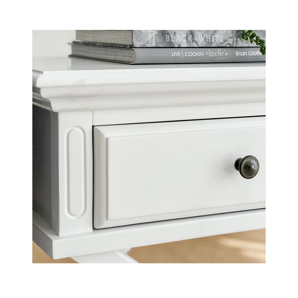 Sorrento Cross Leg Hamptons Side Table W/Drawer White