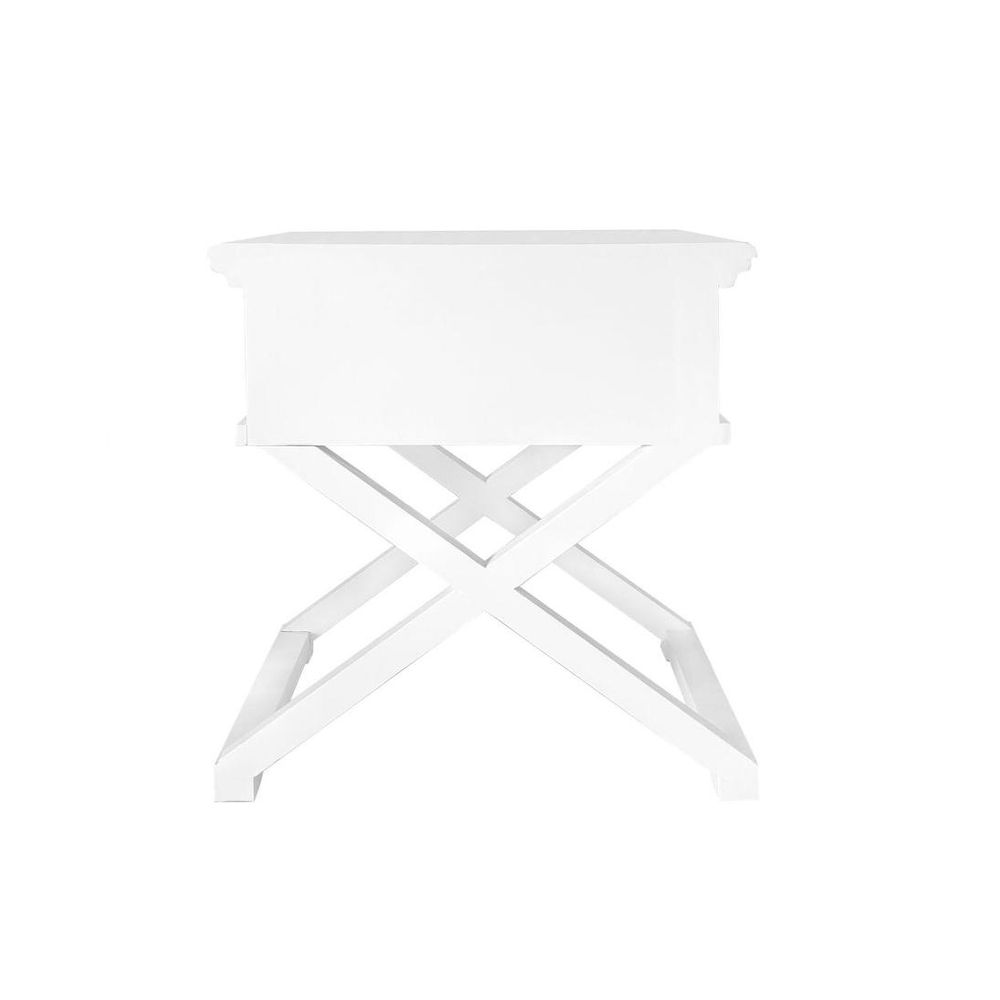 Sorrento Cross Leg Hamptons Side Table W/Drawer White