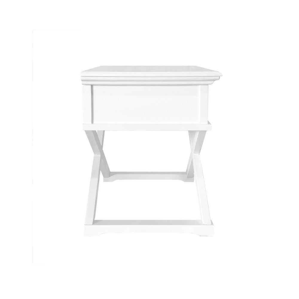 Sorrento Cross Leg Hamptons Side Table W/Drawer White