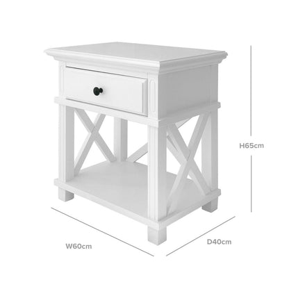 Sorrento Hamptons Bedside Table W/Drawer White