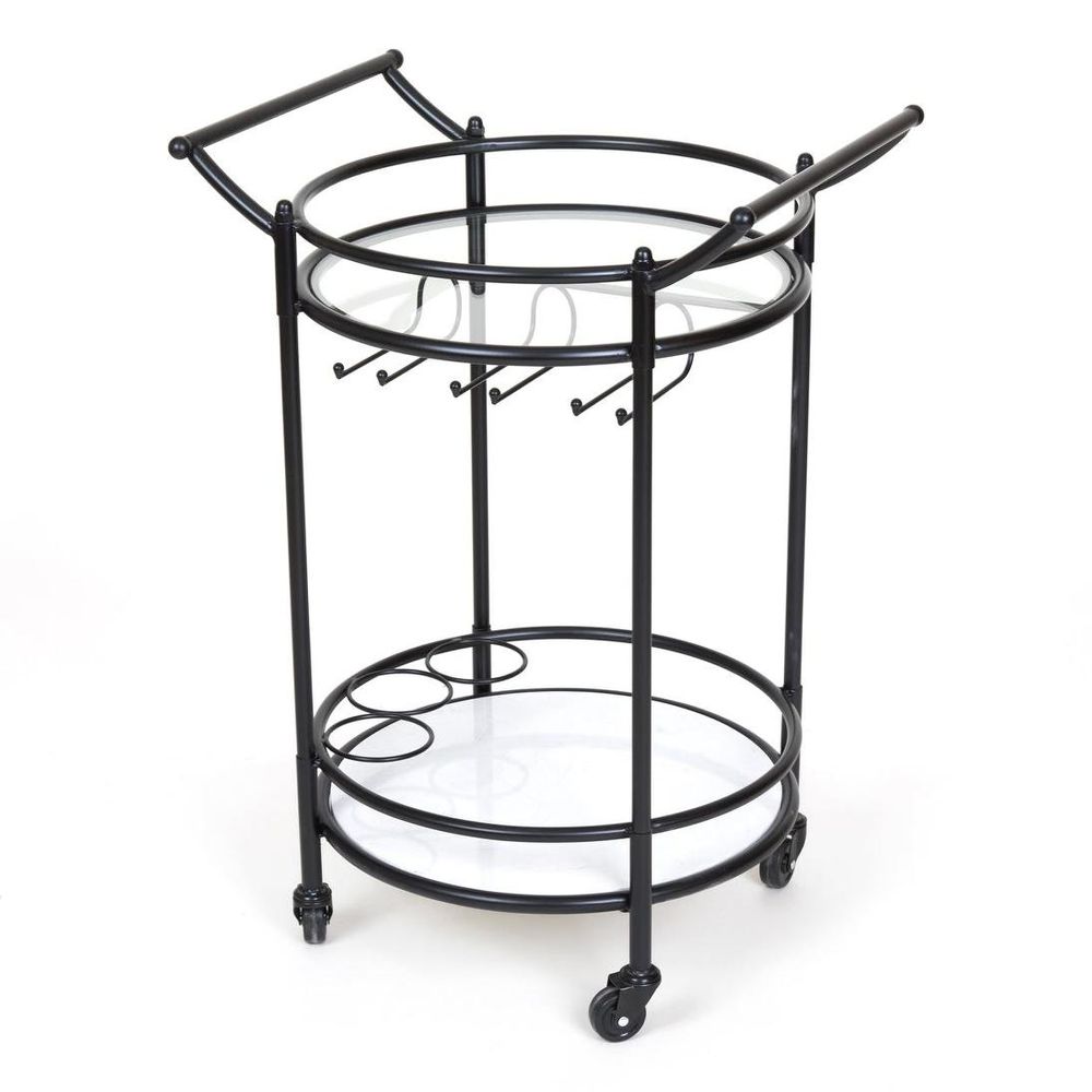 Round Marble Shelves Bar Cart Black