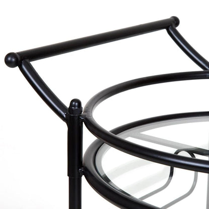 Round Marble Shelves Bar Cart Black