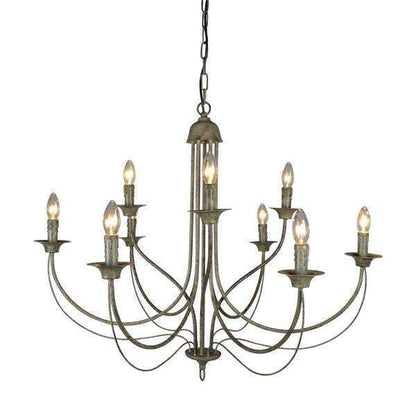 9 Arm Taupe Iron Chandelier 9 Lights