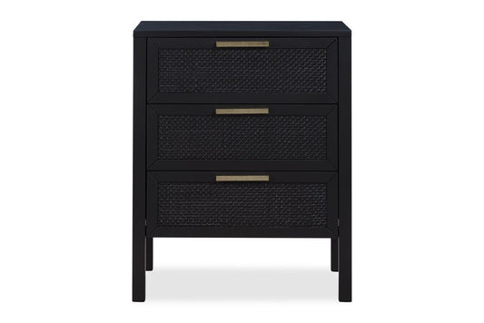 Santorini Bedside 3 Drawers Black