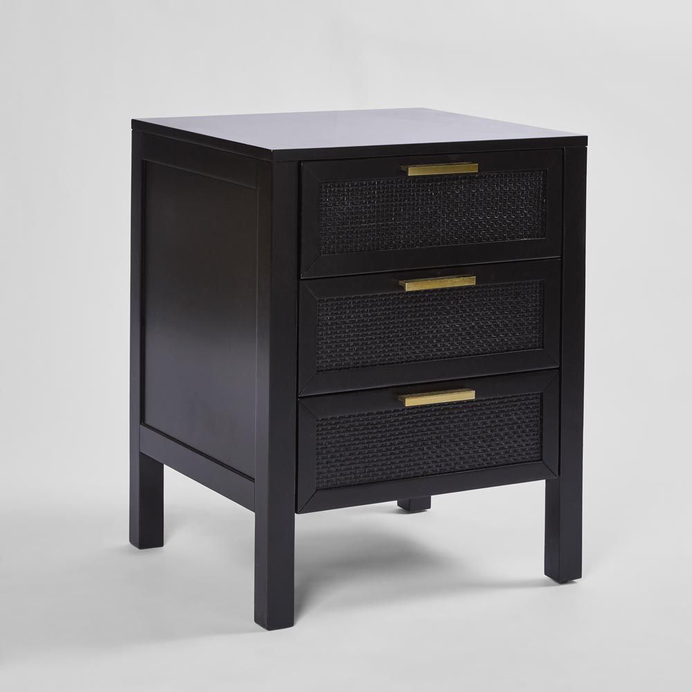 Santorini Bedside 3 Drawers Black
