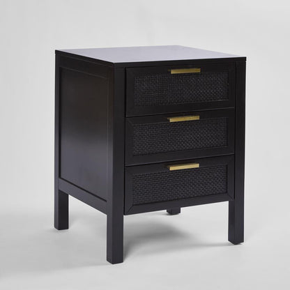 Santorini Bedside 3 Drawers Black