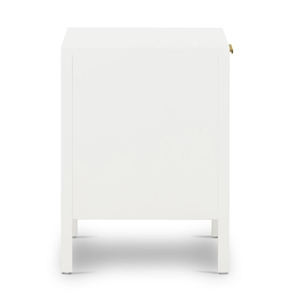 Santorini Hamptons Timber/Rattan Bedside Table White