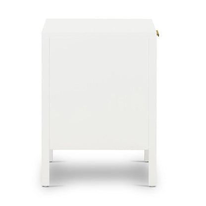 Santorini Hamptons Timber/Rattan Bedside Table White