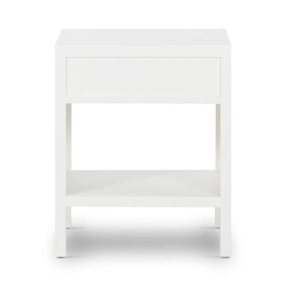 Santorini Hamptons Timber/Rattan Bedside Table White
