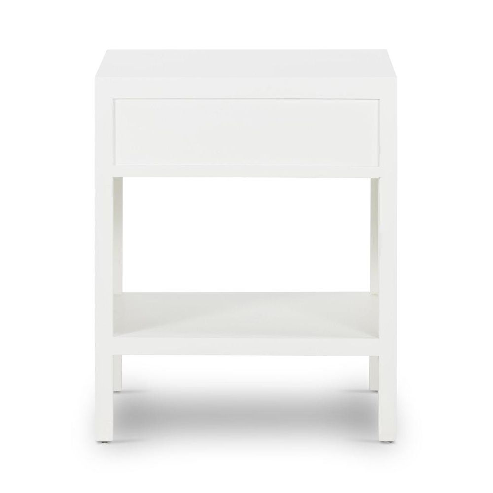 Santorini Hamptons Timber/Rattan Bedside Table White