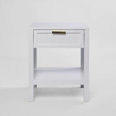 Santorini Hamptons Timber/Rattan Bedside Table White