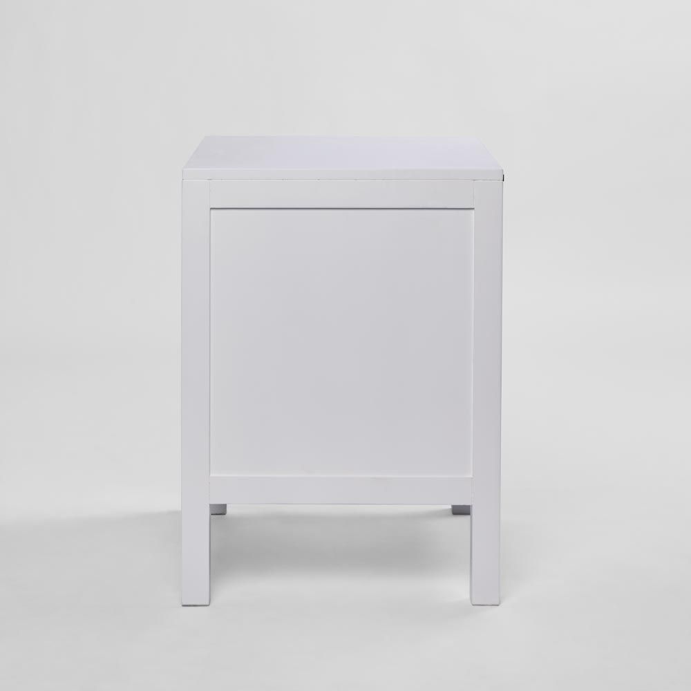 Santorini Hamptons Timber/Rattan Bedside Table White