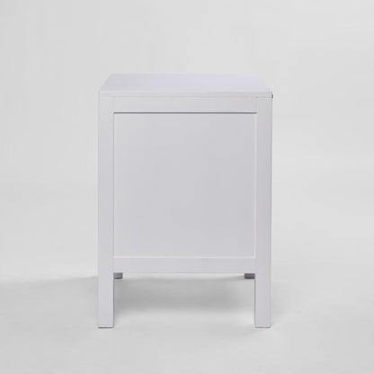 Santorini Hamptons Timber/Rattan Bedside Table White